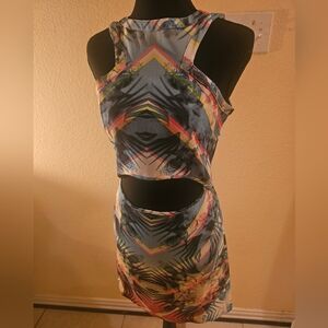 Colorful Geometric Cut-Out Dress